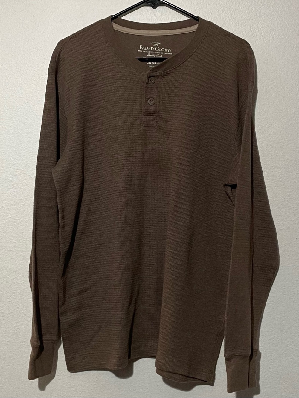 Faded Glory Men's Dark Brown Long-Sleeve Henley